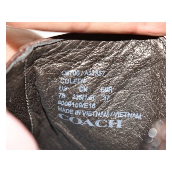 $350 COACH Coleen Bootie MOTO EDGY RICH LEATHER GOLD LOGO ZIP 7 (MG10) - Picture 8 of 8